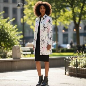 Vintage Grace Suits White Floral Print Coat Size 10